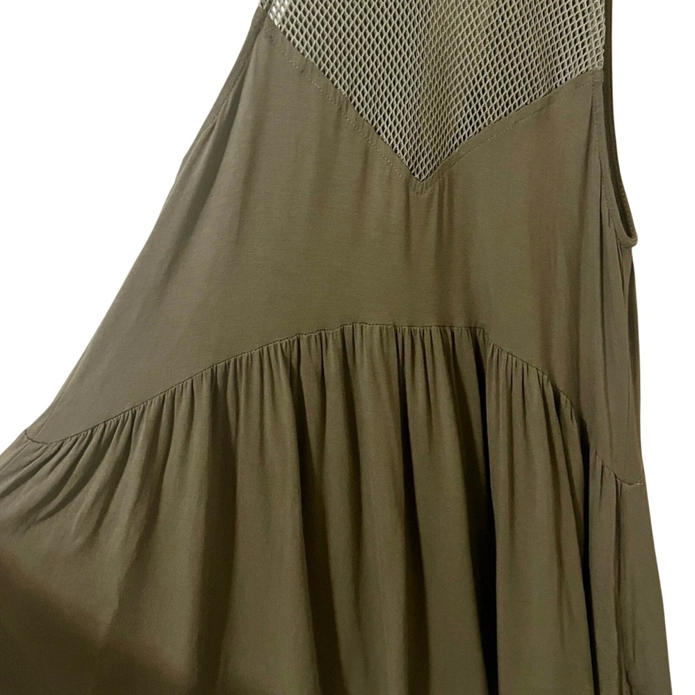 NWOT POL Olive Green Mesh Detail Tank Top - Button Missing Sz S - Picture 2 of 9